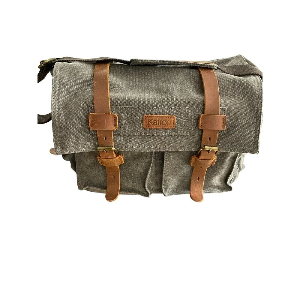 Gray and Brown Laptop Bag